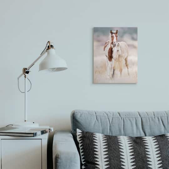 Stupell Industries Calm Horses in Muted Beige Meadow Photograph Canvas Wall Art